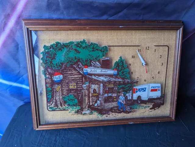 Vintage Pepsi Shadowbox Old General Store Webbs Market Wall Clock Cosby TN