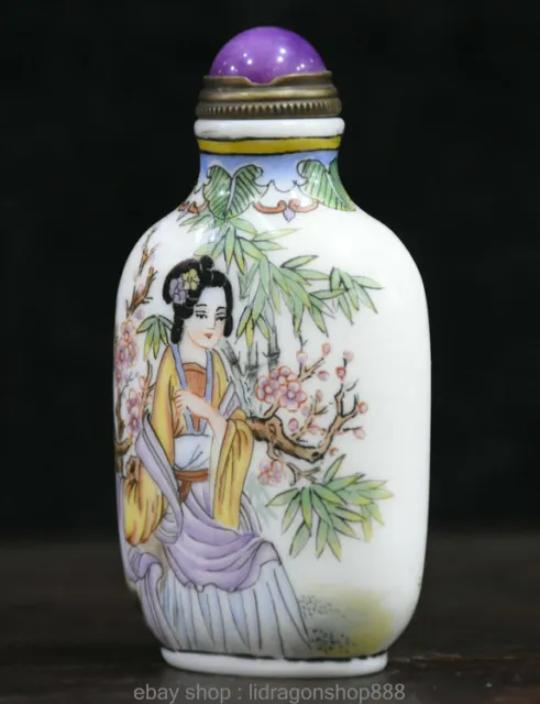 belle femme peint 7cm qianlong a marqué la chine à pékin en bouteille 3