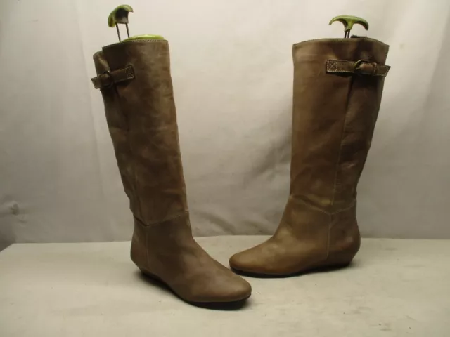 Steven By Steve Madden Intyce Taupe Leather Wedge Heel Fashion Boots Size 7.5 M