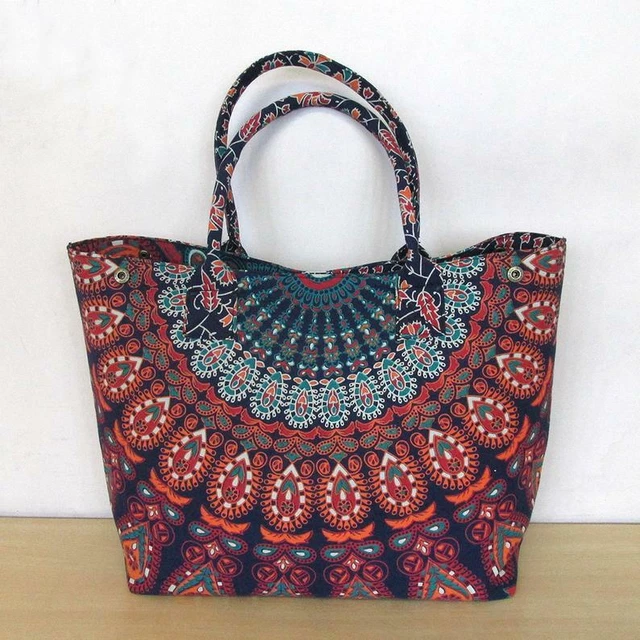 Indien Fait à la Main Multi Mandala Coton Sacs à Femme Épaule Shopping Sac