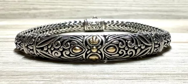Devata Bali Sterling Silver/18K Gold Accent Dragon Bone Chain Bracelet, 7.5”