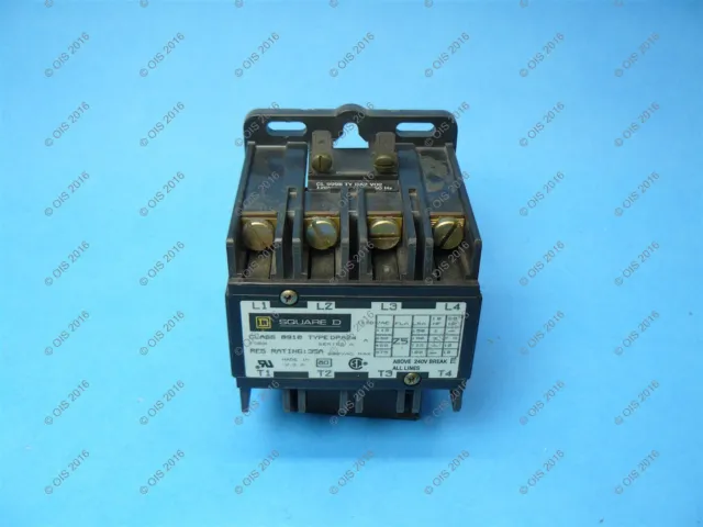 Square D 8910-DPA24-V02 D.P. Contactor 4 Pole 25 FLA 110/120 VAC Coil