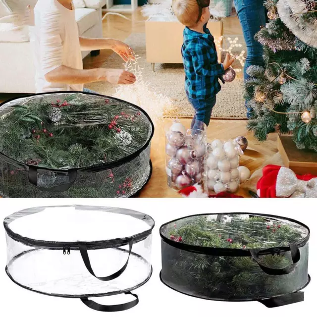 Christmas Wreath Storage Bag Xmas Garland Zipped Handle Container Box Prof