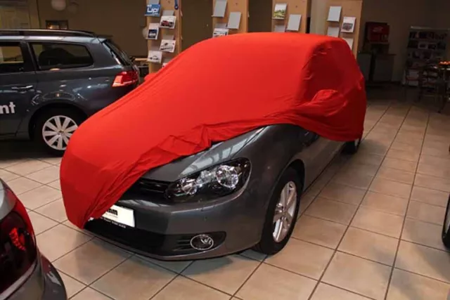 Vollgarage Schutzdecke Car-Cover Indoor Rot mit Spiegeltaschen für VW Golf VI