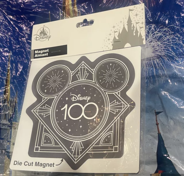 Disney 100 Anniversary Mickey Ears Logo Die Cut Magnet New