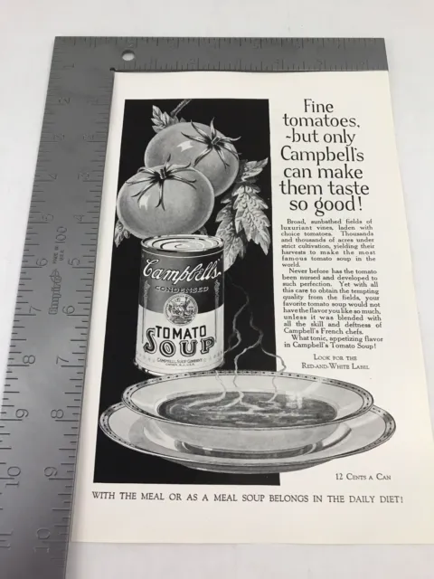 Campbells Tomato Soup 12 Cents A Can Vtg 1926 Print Ad Advertising Art 3