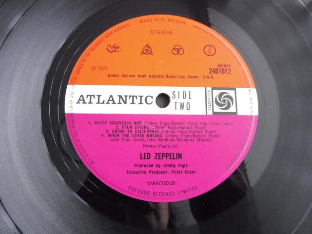 LED ZEPPELIN - Led Zeppelin IV 1971 UK LP ATLANTIC 1st INVERTED FEATHER ...