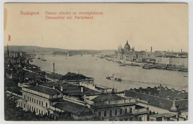 AK Budapest, Dunai reszlet orszaghazzal, um 1910