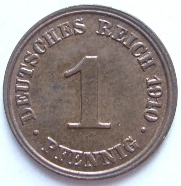 Moneta Reich Tedesco Impero Tedesco 1 Pfennig 1910 J IN Uncirculated