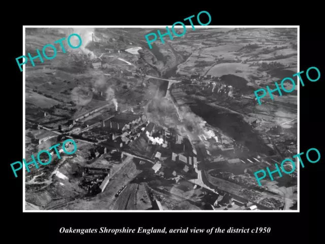 OLD LARGE HISTORIC PHOTO OAKENGATES SHROPSHIRE ENGLAND AERIAL VIEW c1950 3