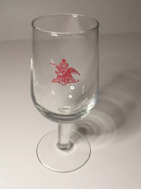 Anheuser-Busch Beer Glass Goblet Stemmed Glass Budweiser Red Eagle A ~7.5" Tall