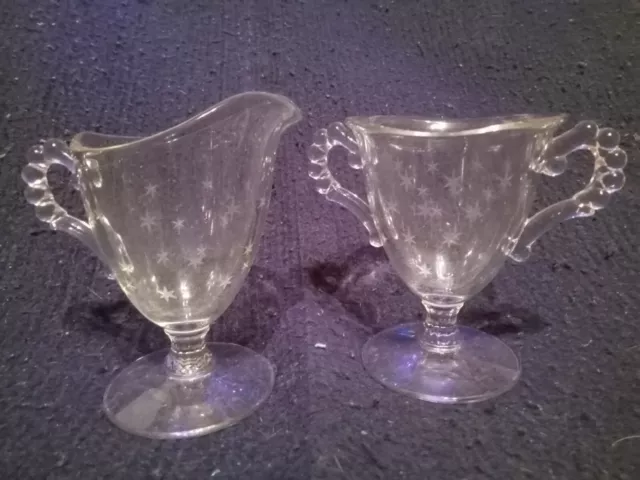 Vintage Candlewick wheel etched creamer and sugar