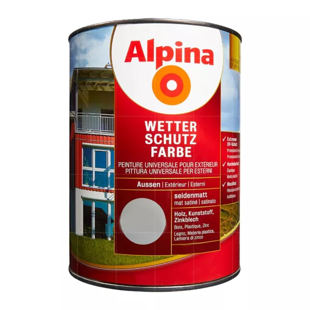 ALPINA WETTERSCHUTZFARBE - 0.75 LTR Holzfarben Aussen Deckfarbe Dauerschutz