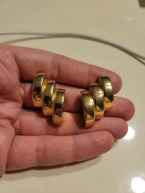 Vintage Ben Amun Goldtone Clip Statement Earrings