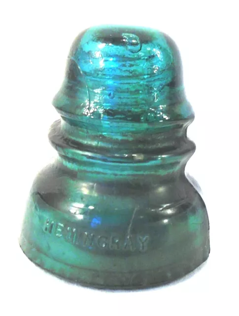 Vintage Hemingray Glass Insulators Beautiful Aqua Blue Green No. 40 4" Tall