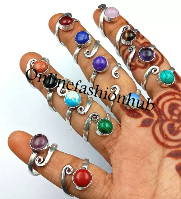 Amethyst & Mix Gemstone 925 Sterling Silver Plated Wholesale Lot Boho Rings