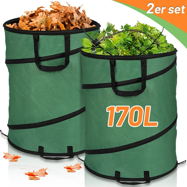 Gartensack Behälter Pop Up 170L mit Griffen Gartenabfallsack Abfallbehälter