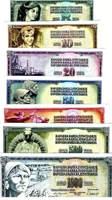 YUGOSLAVIA UNC BANKNOTES: 5, 10, 20, 50, 100, 500 & 1,000 Dinara (Various Years)