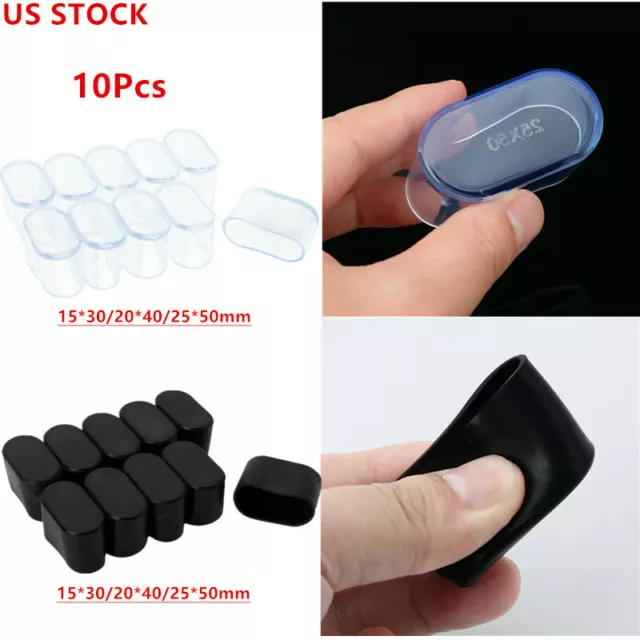 10Pc Oval Rubber Furniture Foot Table Chair Leg End Cap Cover Tips Floor Protect
