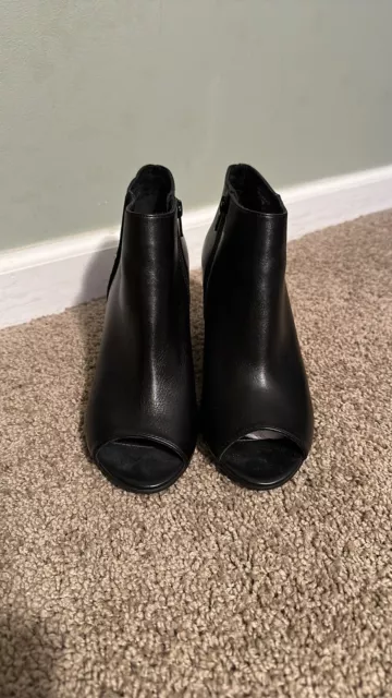 Steve Madden Peep Toe Black Leather Booties