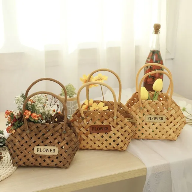 Handmade Storage Basket Flower Baskets Wicker Baskets Flowers Bamboo Basket