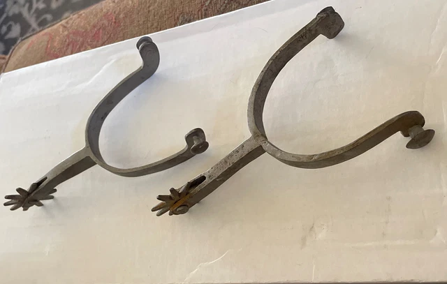 Vintage Antique Hand Forged Steel SPURS, Pat',Marked w/ Daisies,Flowers,Buermann