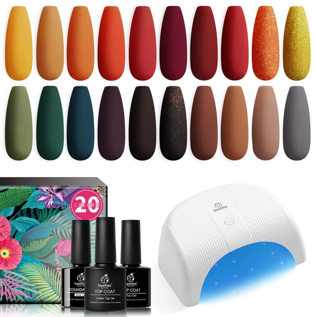 with Curing Lamp 36W U V Nail Lamp, 20 Colors Cozy Campfire Gel Polish Set with
