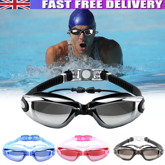 Anti Fog Swimming Goggles UV Glasses Adjustable Earbuds Nose Clip Adult Kids