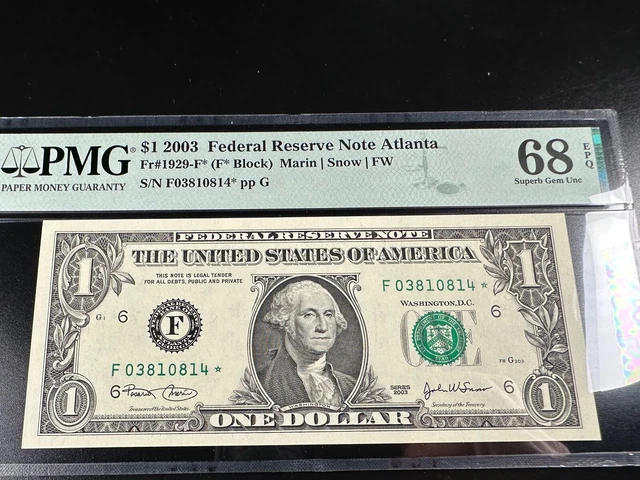 Superb Gem Graded PMG 68 EPQ Star Federal Reserve Note fr 1929-f* 2