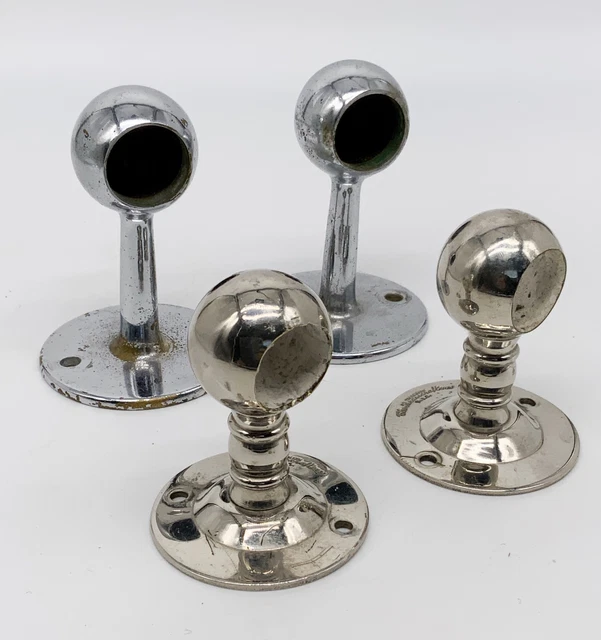 4 Antique vintage chrome towel bar brackets Brasscrafters for milk glass