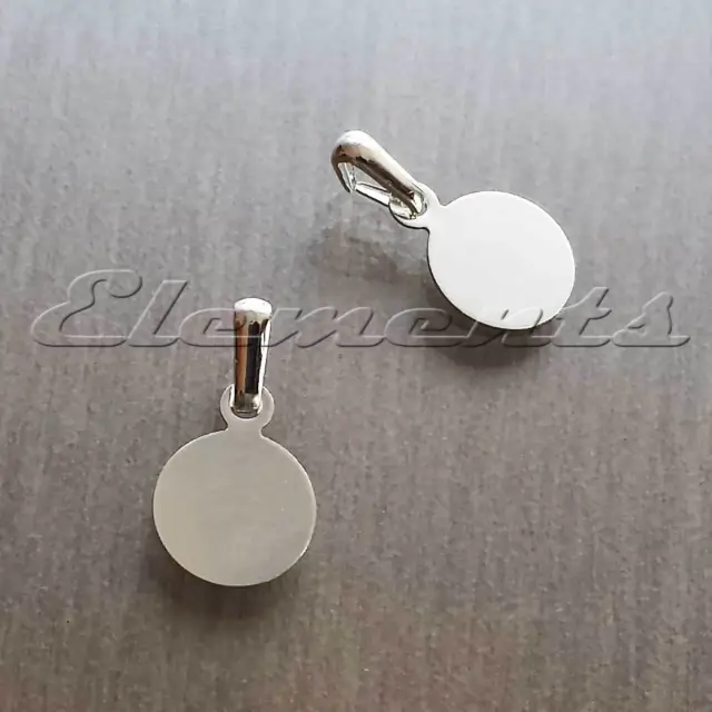 Silver Plated Small 8mm Round Disc Glue On Pendant Pad With Bail Findings BM166