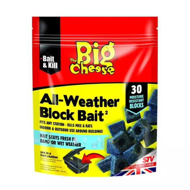 THE BIG CHEESE Mouse Attract Bait Block All Weather Rats Mice Bait Station