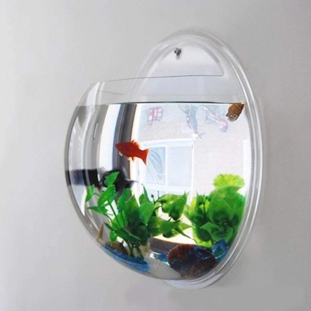 Wall Hanging Fish Tank, Acrylic round Wall Mounted Hanging Fish Bowl Aquarium Ta 3