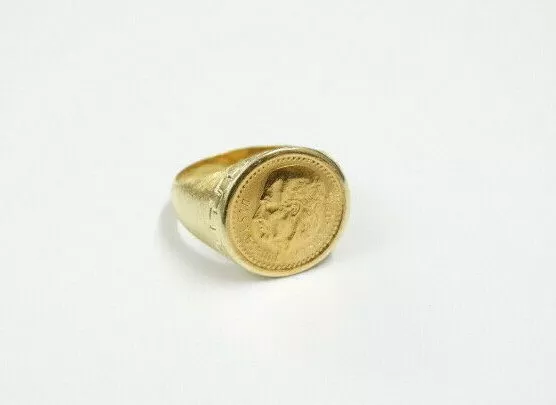 0184 Gold 585 / 900 Ring - Münzring - Münze - Goldmünze DOS PESOS 1945