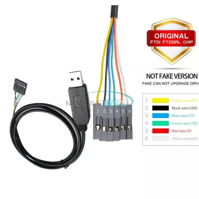 Original 6Pin 1M FTDI FT232RL USB to TTL RS232 Serial Adapter Cable for Arduino