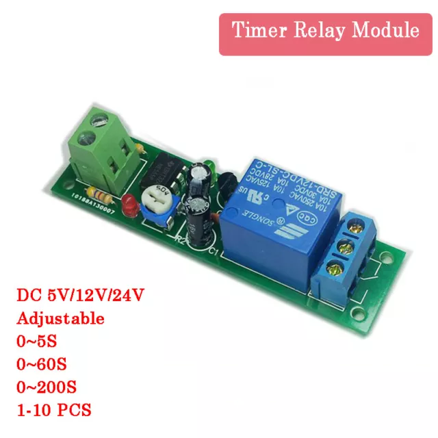 DC 5-24V Delay Relay Shield NE555 Timer Switch Module 0 to 200 Second Adjustable