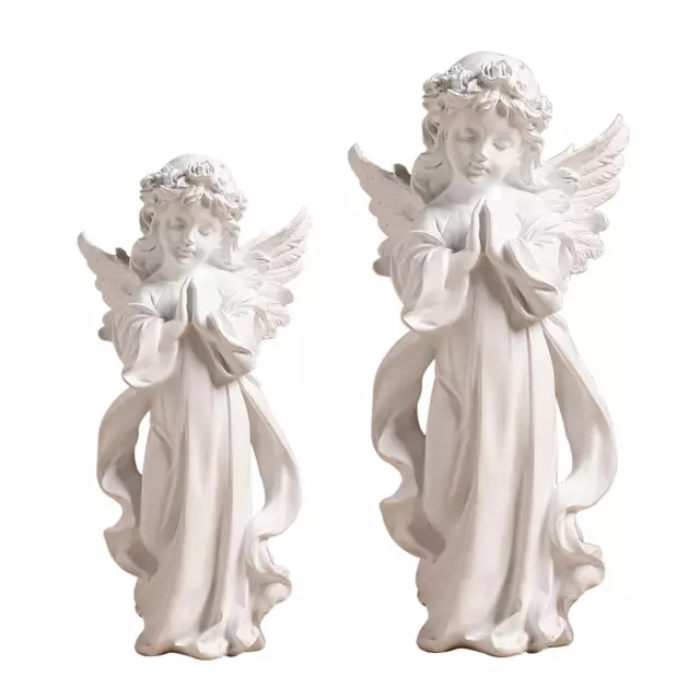 Figurine d'ange priant en résine mignonne Statue de gardien blanc ornements