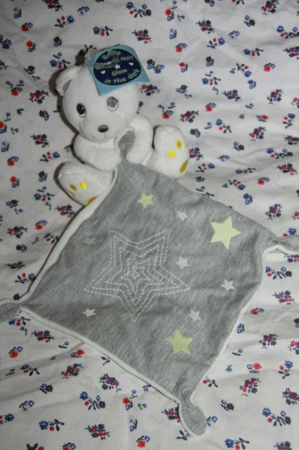 Doudou Simba Toys Ours Blanc Jaune  Mouchoir Gris Etoile  Neuf Avec Etiquette