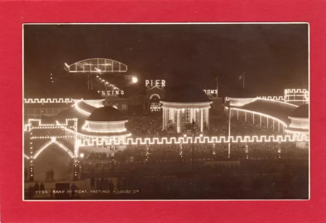 Hastings Band by Night Bandstand Pier RP pc Judges Ltd 7736 AU593