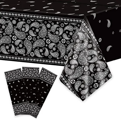 3 Piezas De Manteles De Fiesta Con Bandana Negra Manteles De Plastico Para