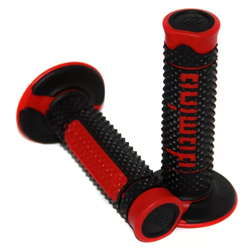 COPPIA MANOPOLE NERE / ROSSE DOMINO PER MOTO ENDURO E CROSS UNIVERSALI - 119 mm