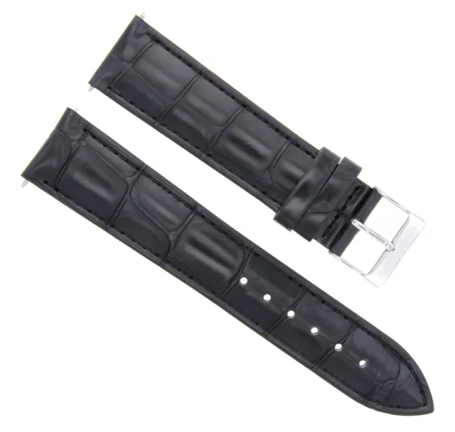 20Mm Italian Leather Watch Band Strap For Bulova Accutron Watch 20/18Mm Black