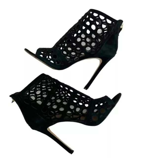 BCBG MaxAzria Abay Suede Heels Sandals Bootie Style Black Women’s Size 7