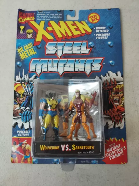 vtg 1994 Toy Biz X-Men Steel Mutants Wolverine vs Sabretooth Die Cast Figures