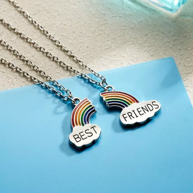 Fashion Best Friend Heart Rhinestone 2 Pendants Necklace Bff Friendship Gifts 3