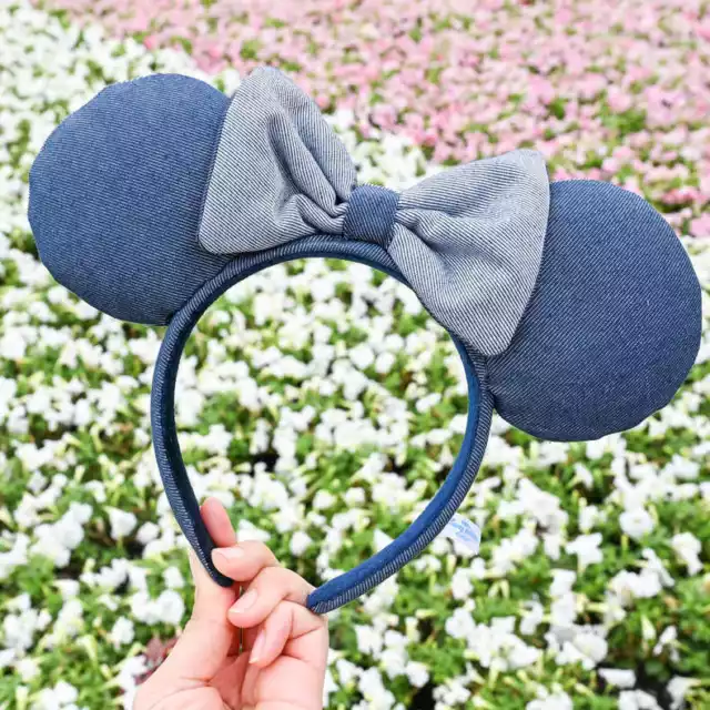 Stripe Mickey Ears Blue Denim Minnie Mouse Disney Parks Resort Store Headband