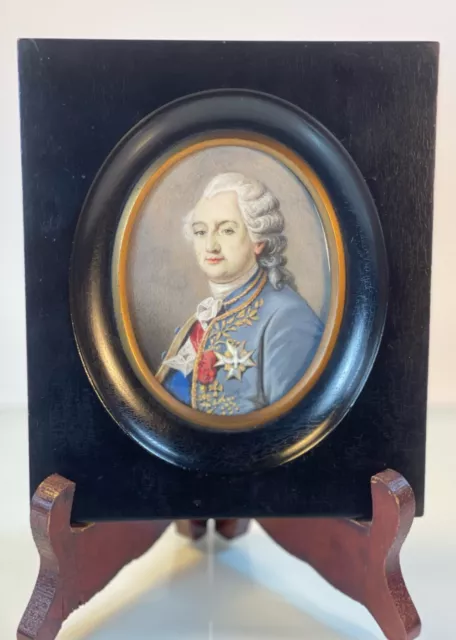 Antique French Miniature Portrait King Louis XVI Oil PAINTING