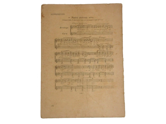 SPARTITO MUSICALE ANTICO vintage e religioso di pane nostro partiture
