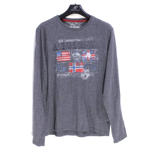 Napapijri Uomo Maglione Taglia M Girocollo Grigio Cotone me4617