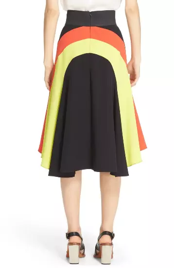 * NWT Milly 'Cady' Graphic High/Low Hem Skirt, Size 4 - Black $600 3